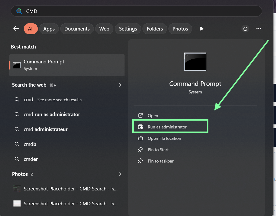 Run as Administrator screenshot