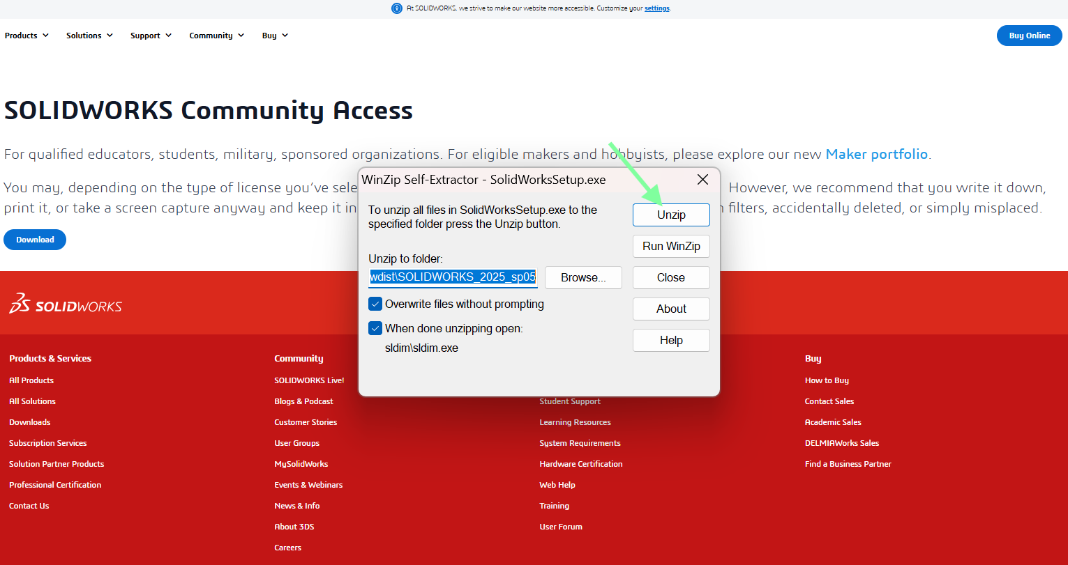 SOLIDWORKS Unzip Installation Files