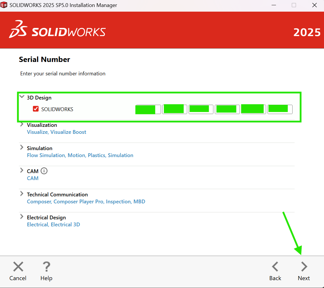 SOLIDWORKS Serial Number Page